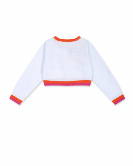 Veste en maille blanche pour fille Eco-Safari Veste en maille blanche pour fille Eco-Safari
