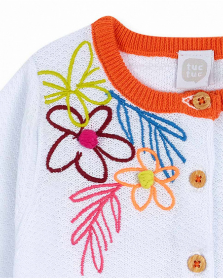 Veste en maille blanche pour fille Eco-Safari Veste en maille blanche pour fille Eco-Safari