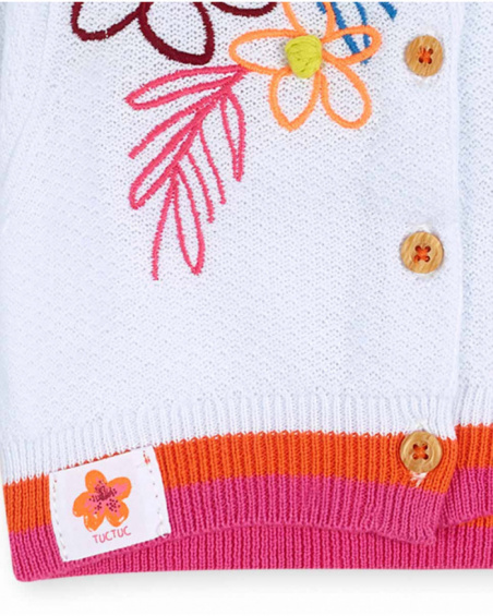 Veste en maille blanche pour fille Eco-Safari Veste en maille blanche pour fille Eco-Safari