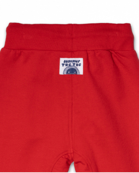 Pantalon peluche garçon Beach Day rouge Pantalon peluche garçon Beach Day rouge