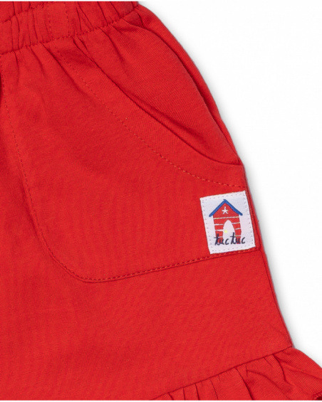Short en maille rouge fille Beach Day Short en maille rouge fille Beach Day