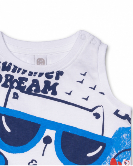 Débardeur en maille blanc pour garçon Beach Day Débardeur en maille blanc pour garçon Beach Day