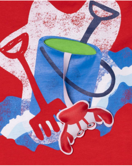 T-shirt en maille rouge Beach Day garçon T-shirt en maille rouge Beach Day garçon