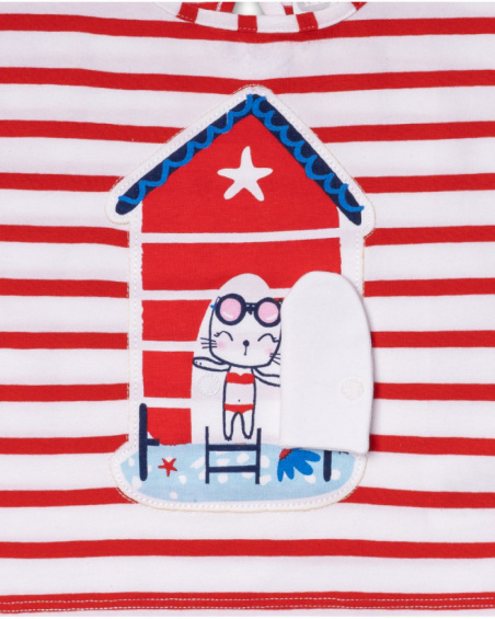 T-shirt en maille rouge blanc pour fille Beach Day T-shirt en maille rouge blanc pour fille Beach Day