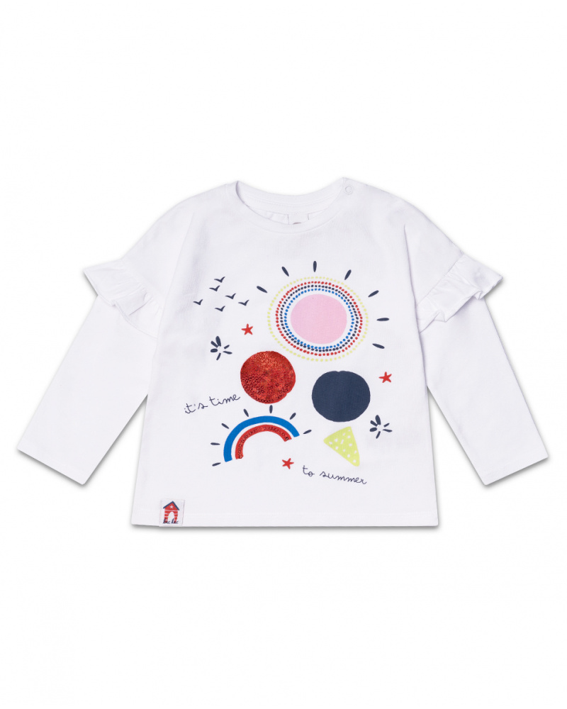 T-shirt long blanc en maille pour fille Beach Day