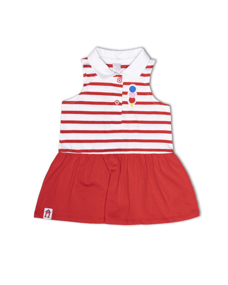Robe en maille rouge blanc pour fille Beach Day