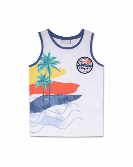 T-shirt blanc en maille garçon Spring Break T-shirt blanc en maille garçon Spring Break