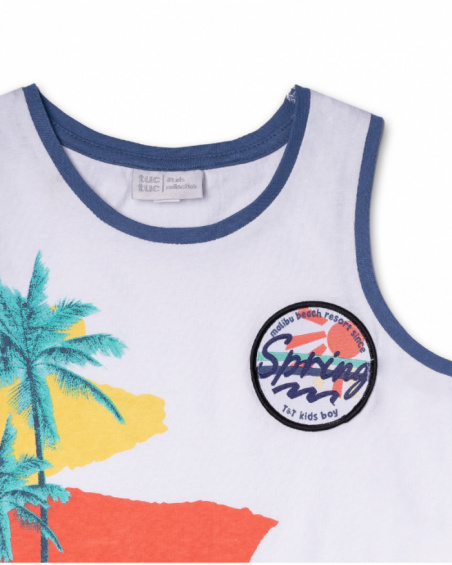 T-shirt blanc en maille garçon Spring Break T-shirt blanc en maille garçon Spring Break