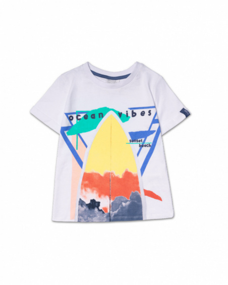 T-shirt blanc en maille ocean vibes pour garçon Spring Break T-shirt blanc en maille ocean vibes pour garçon Spring Break