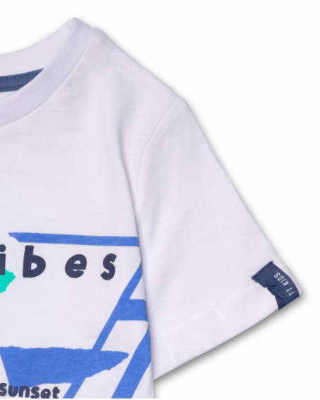 T-shirt blanc en maille ocean vibes pour garçon Spring Break T-shirt blanc en maille ocean vibes pour garçon Spring Break