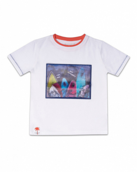 T-shirt surf blanc en maille pour garçon Spring Break T-shirt surf blanc en maille pour garçon Spring Break