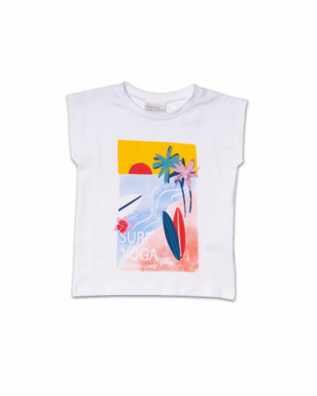 T-shirt blanc en maille pour fille Hello Playa T-shirt blanc en maille pour fille Hello Playa
