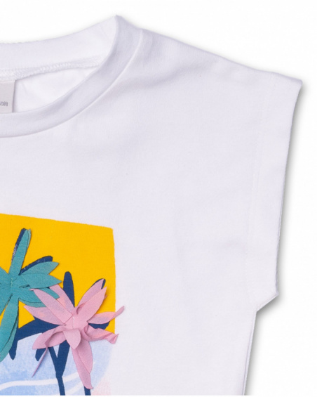T-shirt blanc en maille pour fille Hello Playa T-shirt blanc en maille pour fille Hello Playa