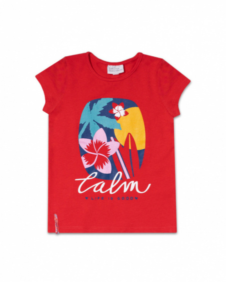 T-shirt en maille rouge pour fille Hello Playa T-shirt en maille rouge pour fille Hello Playa