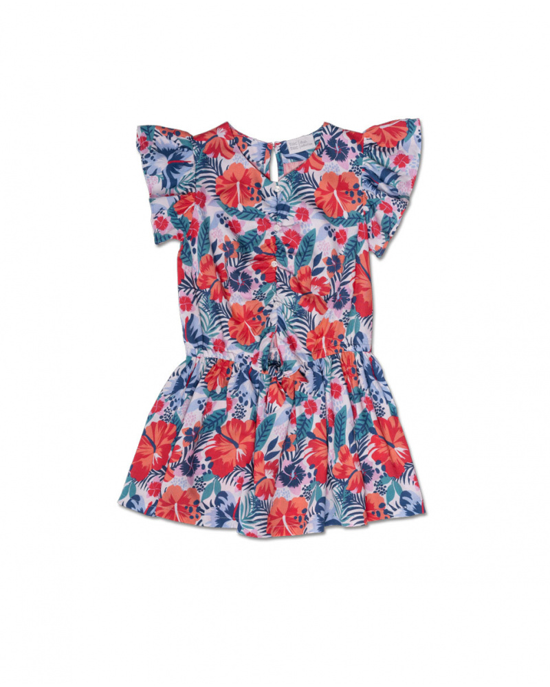 Robe popeline imprimée fille Hello Playa