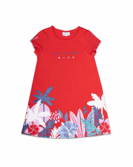 Robe en maille rouge pour fille Hello Playa Robe en maille rouge pour fille Hello Playa