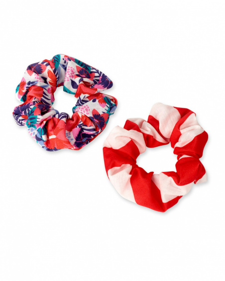 Lot de 2 chouchous fille bleu rouge Hello Playa Lot de 2 chouchous fille bleu rouge Hello Playa