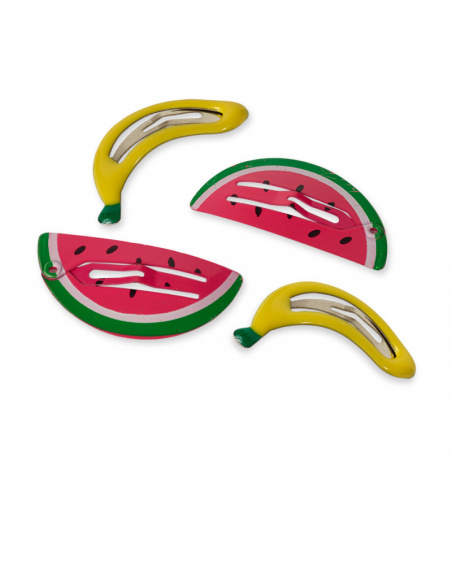 Lot de 4 pinces jaune rouge pour fille Juicy Lot de 4 pinces jaune rouge pour fille Juicy