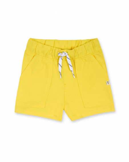 Bermuda en maille jaune pour garçon Basics Bébé Bermuda en maille jaune pour garçon Basics Bébé