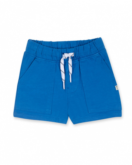 Bermuda en maille bleu pour garçon Basics Bébé Bermuda en maille bleu pour garçon Basics Bébé