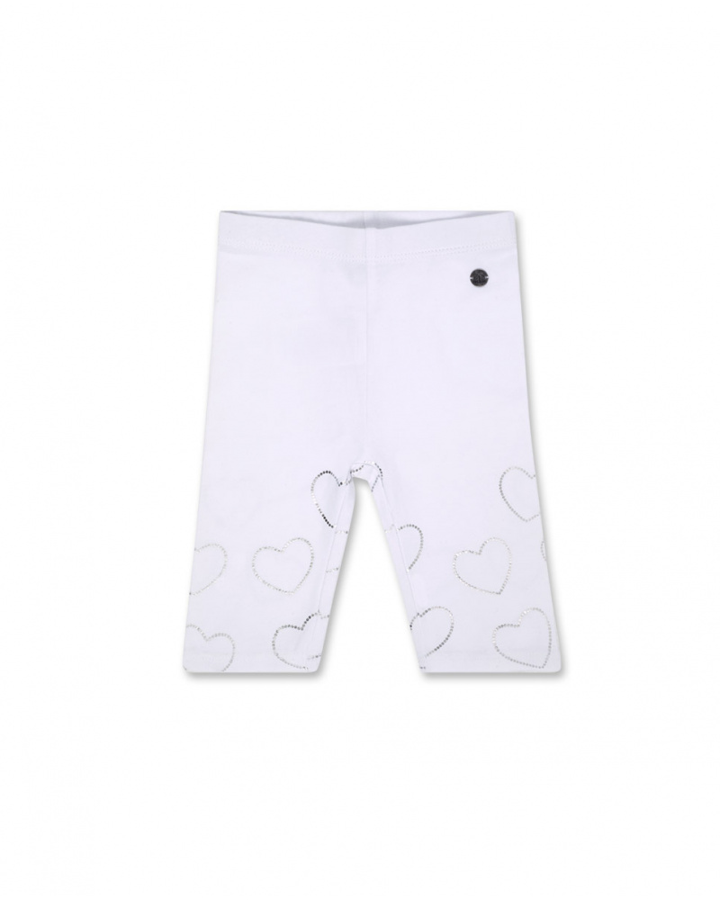 Legging pirate blanc en maille coeurs pour fille Basics Bébé