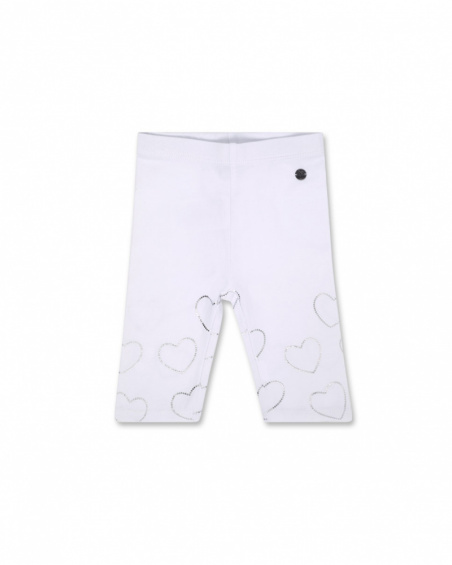 Legging pirate blanc en maille coeurs pour fille Basics Bébé Legging pirate blanc en maille coeurs pour fille Basics Bébé