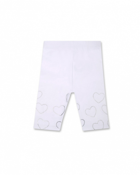 Legging pirate blanc en maille coeurs pour fille Basics Bébé Legging pirate blanc en maille coeurs pour fille Basics Bébé