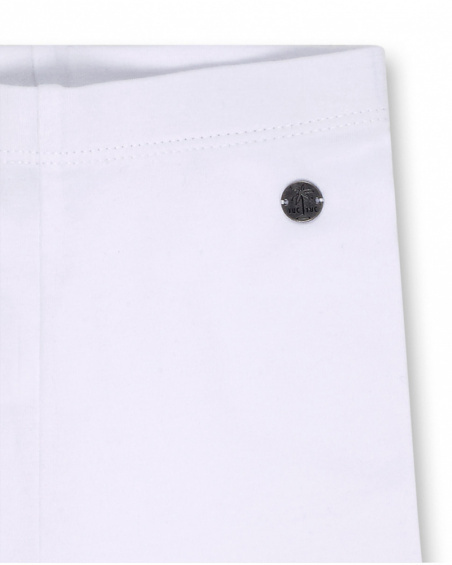 Legging pirate blanc en maille coeurs pour fille Basics Bébé Legging pirate blanc en maille coeurs pour fille Basics Bébé