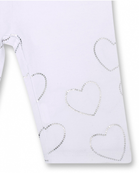 Legging pirate blanc en maille coeurs pour fille Basics Bébé Legging pirate blanc en maille coeurs pour fille Basics Bébé
