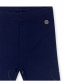 Legging pirate en maille bleu marine avec coeurs pour fille Legging pirate en maille bleu marine avec coeurs pour fille