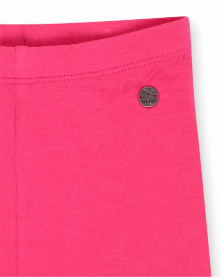 Legging pirate en maille fushia avec coeurs pour fille Basics Legging pirate en maille fushia avec coeurs pour fille Basics