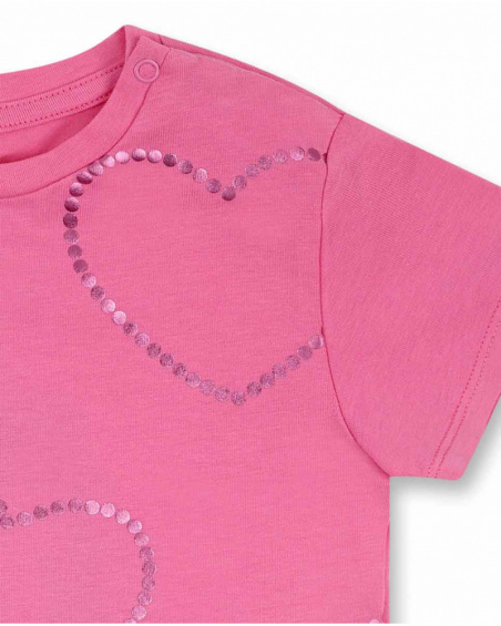 T-shirt maille coeurs roses fille Basics Bébé T-shirt maille coeurs roses fille Basics Bébé