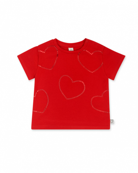 T-shirt coeurs en maille rouge fille Basics Bébé T-shirt coeurs en maille rouge fille Basics Bébé
