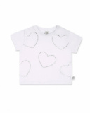 T-shirt blanc en maille coeurs fille Basics Bébé T-shirt blanc en maille coeurs fille Basics Bébé