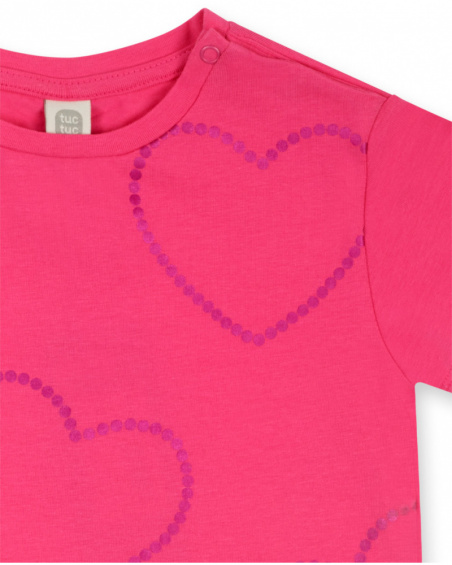 T-shirt maille coeurs fushia fille Basics Bébé T-shirt maille coeurs fushia fille Basics Bébé