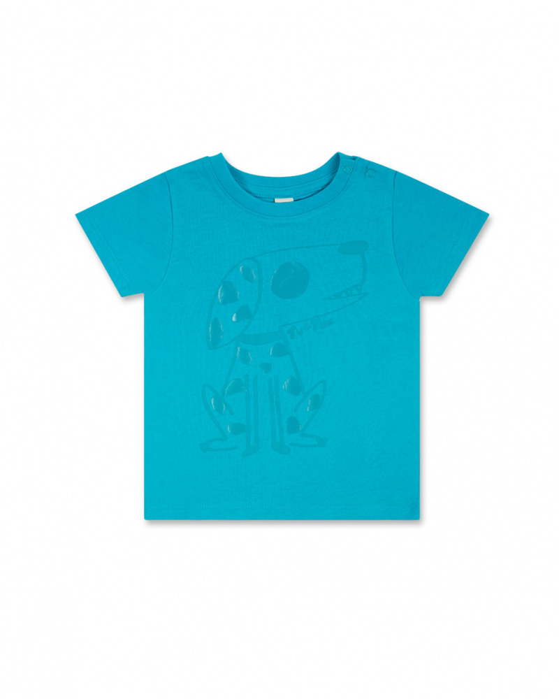 T-shirt bleu en maille garçon Basics Bébé