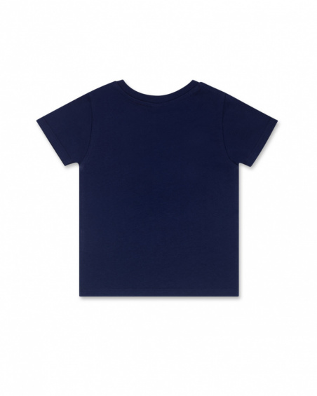 T-shirt bleu marine en maille garçon Basics Bébé