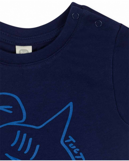 T-shirt bleu marine en maille garçon Basics Bébé T-shirt bleu marine en maille garçon Basics Bébé