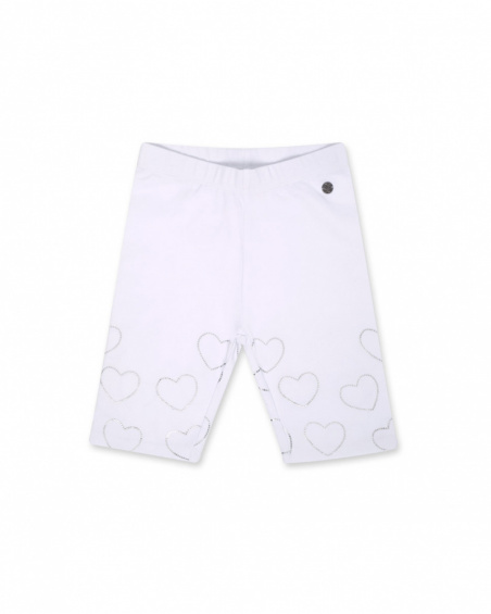 Legging cycliste fille Basics Kids blanc en maille coeurs Legging cycliste fille Basics Kids blanc en maille coeurs