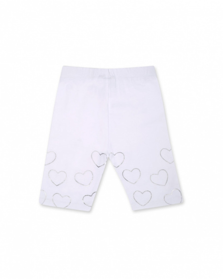 Legging cycliste fille Basics Kids blanc en maille coeurs Legging cycliste fille Basics Kids blanc en maille coeurs