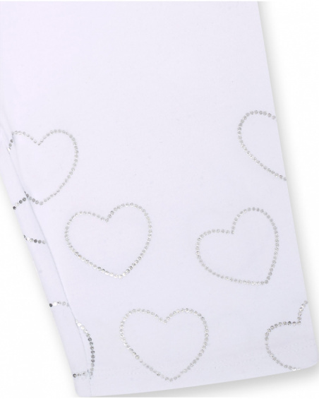 Legging cycliste fille Basics Kids blanc en maille coeurs Legging cycliste fille Basics Kids blanc en maille coeurs