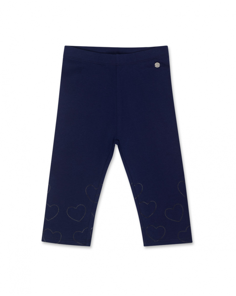 Legging coeurs en maille bleu marine pour fille Basics Kids