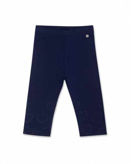 Legging coeurs en maille bleu marine pour fille Basics Kids Legging coeurs en maille bleu marine pour fille Basics Kids