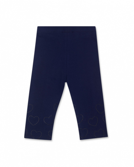Legging coeurs en maille bleu marine pour fille Basics Kids Legging coeurs en maille bleu marine pour fille Basics Kids