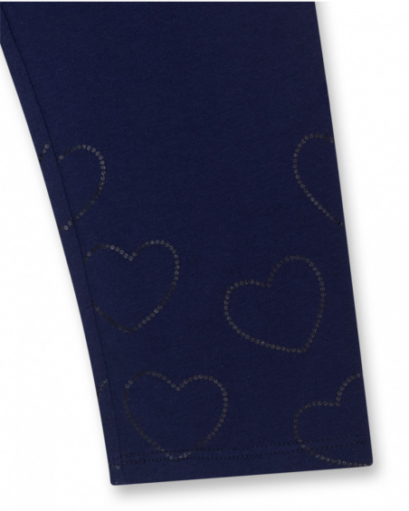 Legging coeurs en maille bleu marine pour fille Basics Kids Legging coeurs en maille bleu marine pour fille Basics Kids
