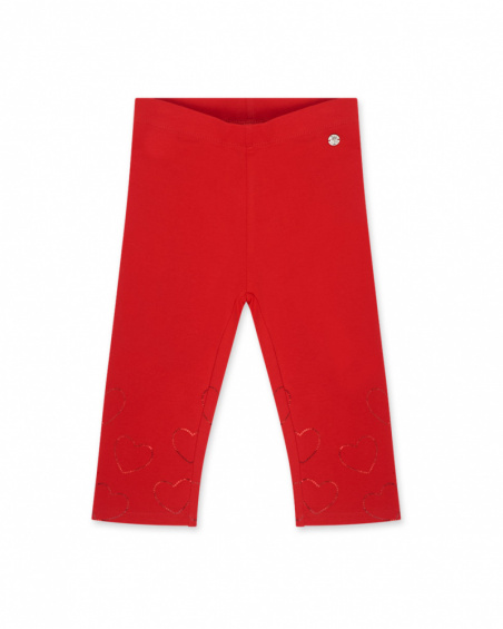 Legging coeurs en maille rouge pour fille Basics Kids Legging coeurs en maille rouge pour fille Basics Kids