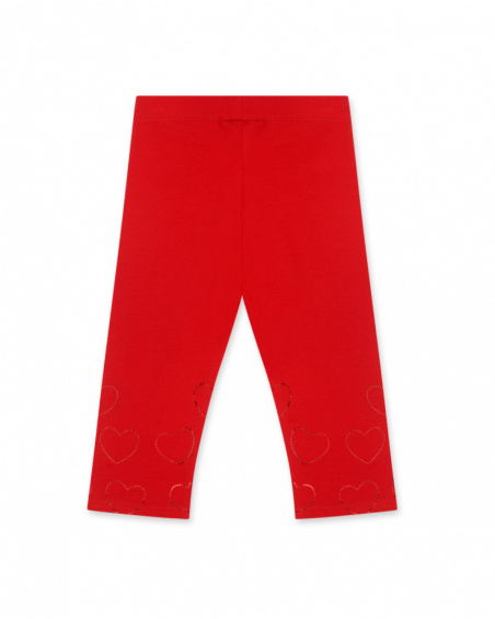 Legging coeurs en maille rouge pour fille Basics Kids Legging coeurs en maille rouge pour fille Basics Kids