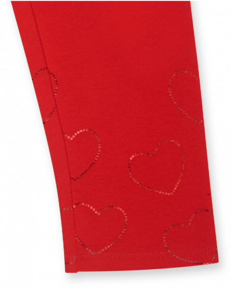 Legging coeurs en maille rouge pour fille Basics Kids Legging coeurs en maille rouge pour fille Basics Kids