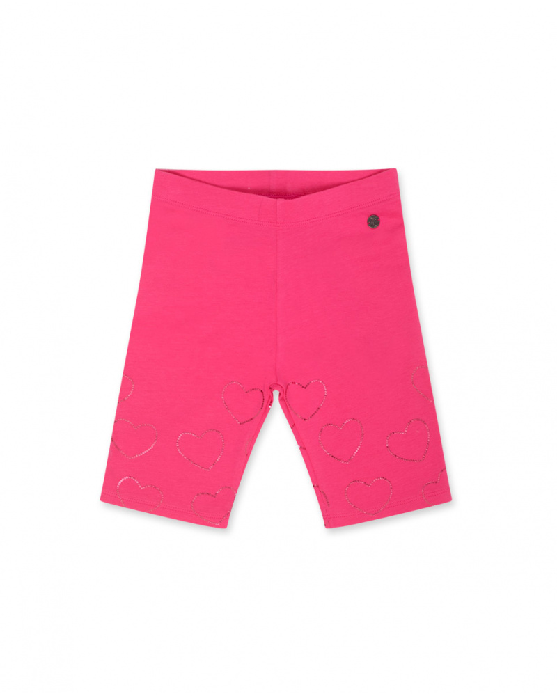 Legging cycliste en maille fuchsia avec coeurs pour fille