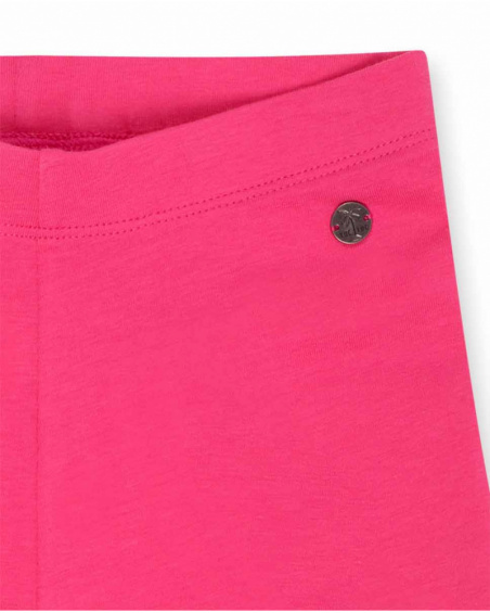 Legging cycliste en maille fuchsia avec coeurs pour fille Legging cycliste en maille fuchsia avec coeurs pour fille